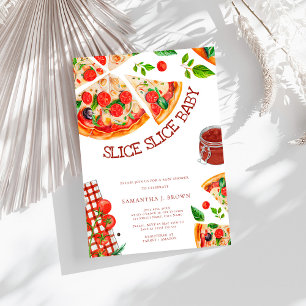 Slice Slice Baby Trendy Pizza Baby Shower Invitation