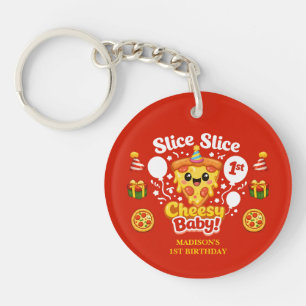 Slice Slice Cheesy Baby Pizza 1st Birthday Party Key Ring