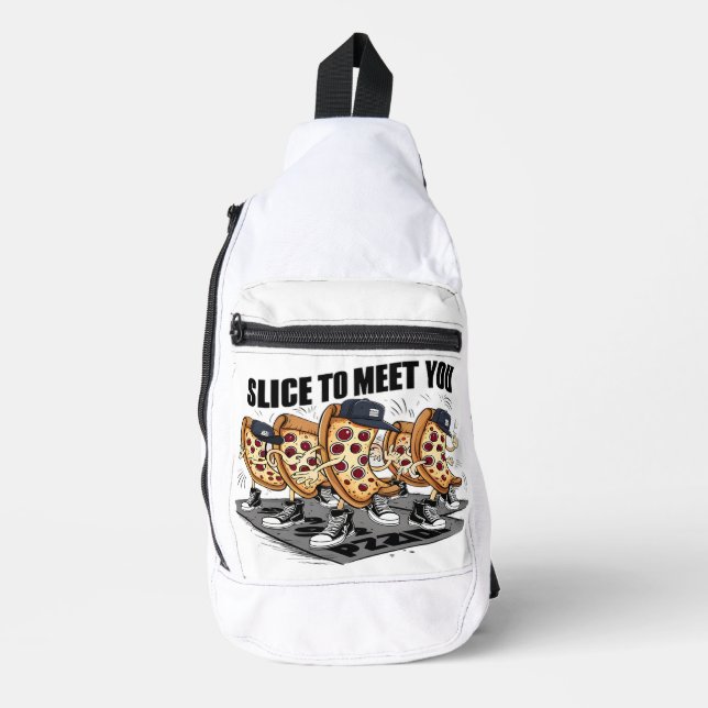 Slice To Meet You Funny Pizza Sling Bag (Front)