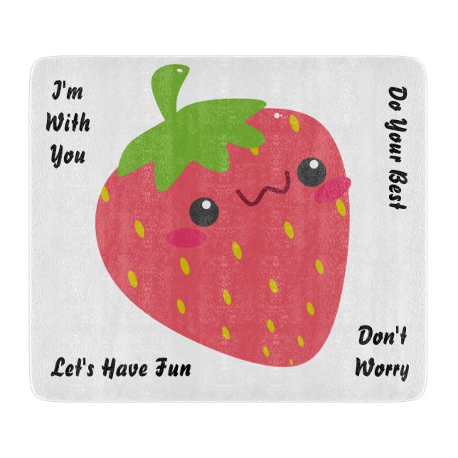  Slice Up Smiles: Happy Strawberry Cutting Board (Front)