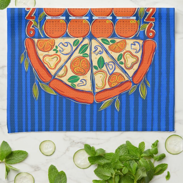 Slice up your schedule for 2026 calendar tea towel (Folded)