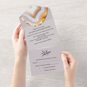Sliced Agate Abstract Wedding All In One Invitation