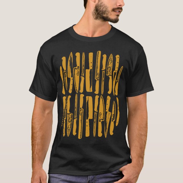 Sliced and Diced - Golden on Dark T-Shirt (Front)