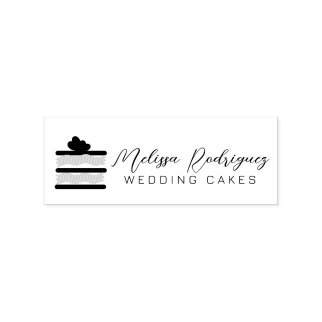Sliced Cake Baker Wedding Script  Logo Rubber Stamp (Imprint)
