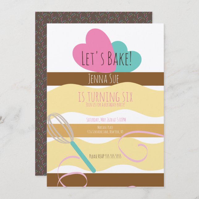 Sliced Cake Decorating Birthday Swirl Sprinkles  Invitation (Front/Back)