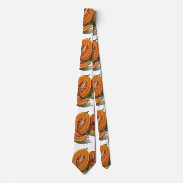 Sliced cantaloupe melon illustration tie (Front)