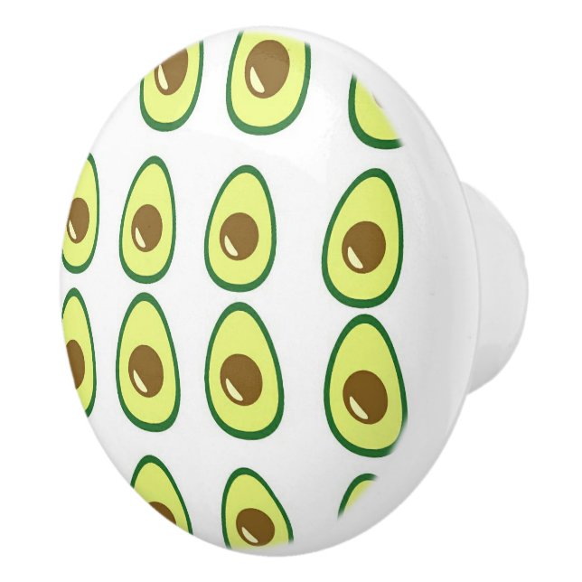 Sliced green avocado on white ceramic knob (Right)