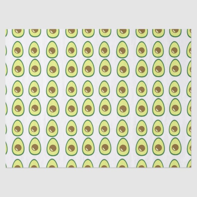 Sliced green avocado on white tissue paper (Front)