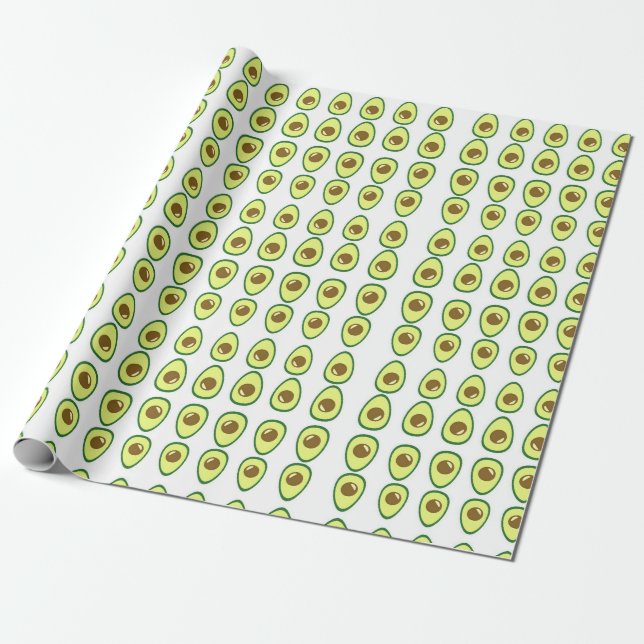 Sliced green avocado on white wrapping paper (Unrolled)