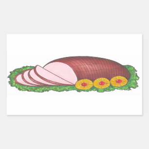 Sliced Ham Holiday Christmas Easter Dinner Rectangular Sticker