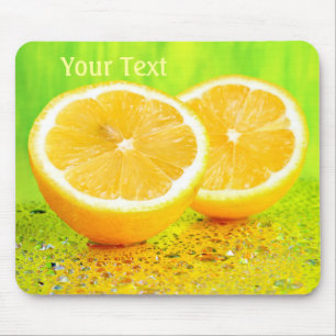 Sliced Lemon and Water Drops Mousepad