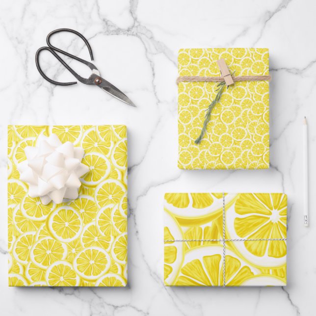 Sliced Lemons Wrapping Paper Sets (Front)