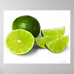 Sliced lime wedge, on white background, cut out poster
