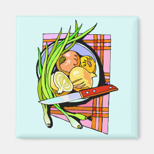 Sliced Onions and Potatoes Magnet