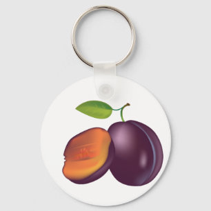 Sliced Open Plum Keychain
