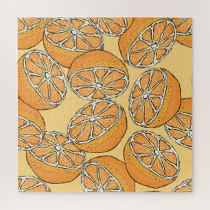 Sliced oranges: seamless vintage pattern. jigsaw puzzle