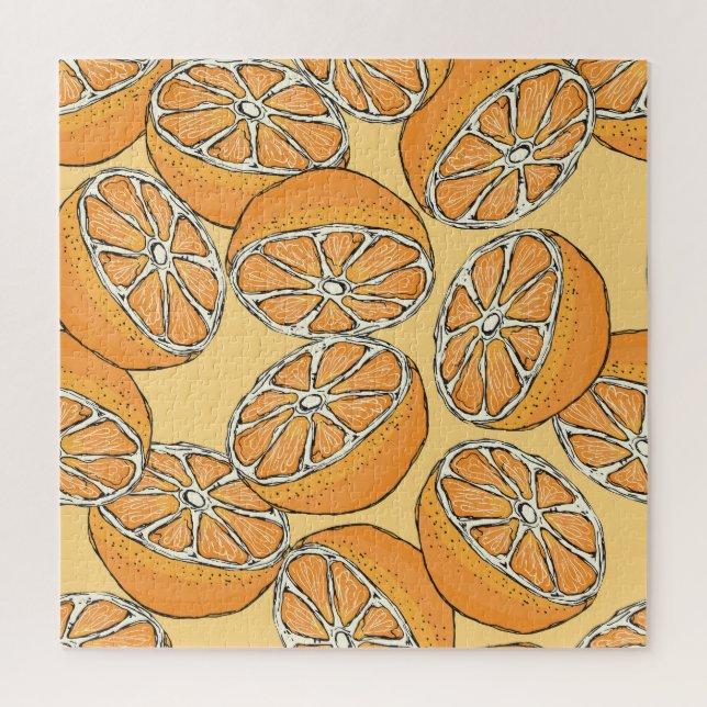 Sliced oranges: seamless vintage pattern. jigsaw puzzle (Vertical)