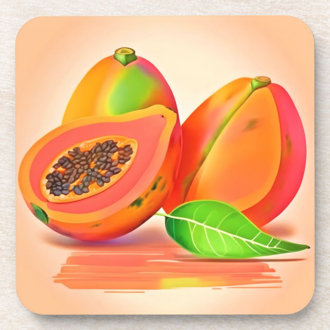 Sliced Papaya Freshness Coaster (Front)