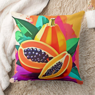 Sliced Papaya Pop Art Cushion