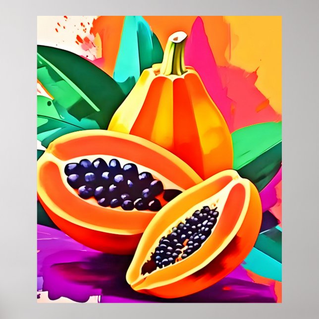 Sliced Papaya Pop Art Poster (Front)
