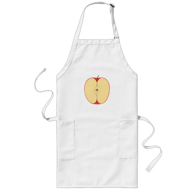 Sliced Red Apple With Seeds Aprons, customisable Long Apron (Front)