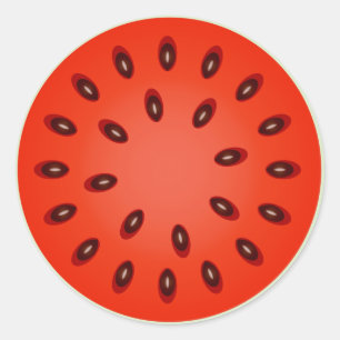 SLICED WATERMELON CLASSIC ROUND STICKER