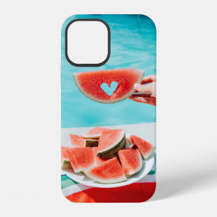 Sliced watermelon on white paper iPhone 12 case
