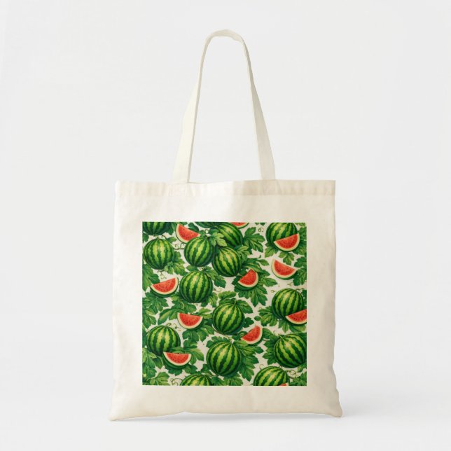 Sliced Watermelon Vine Pattern Tote Bag (Front)