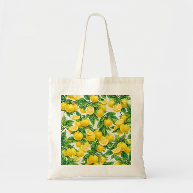 Sliced Yuzu Citrus Fruit Pattern Tote Bag (Front)