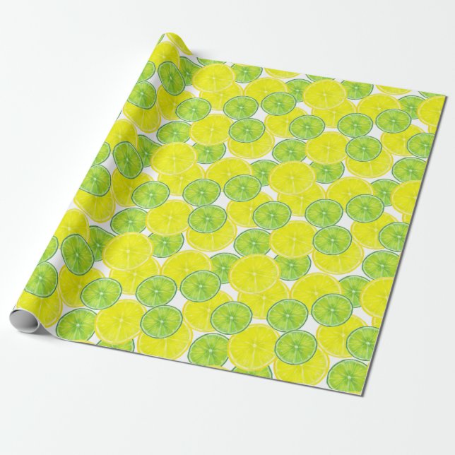Slices of Lime and Lemon Fruit  Wrapping Paper (Unrolled)