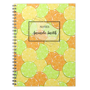 Slices of orange, lemon, lime personalised notebook
