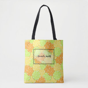 Slices of orange, lemon, lime personalised tote bag
