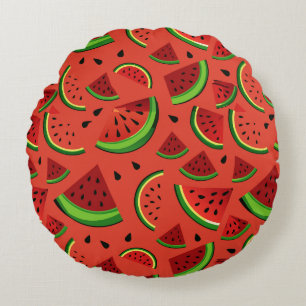 Slices of watermelon round cushion