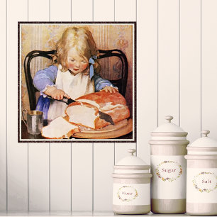 Slicing Bread by Jessie Willcox Smith Poster