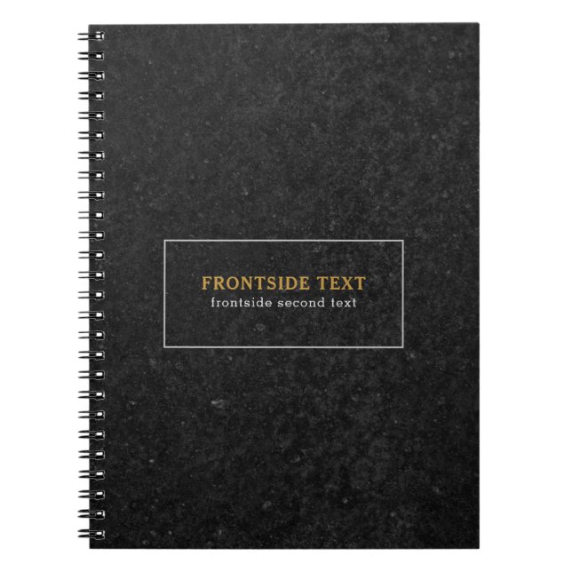 Slick Black Stone Print Texture Background Notebook (Front)