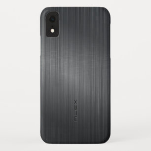 Slick dark-grey metallic background iPhone XR case