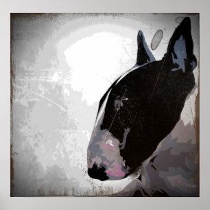 slick English Bull Terrier art poster
