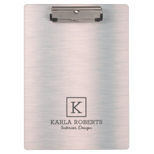 Slick metallic silver brushed aluminium background clipboard