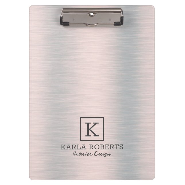 Slick metallic silver brushed aluminium background clipboard (Front)