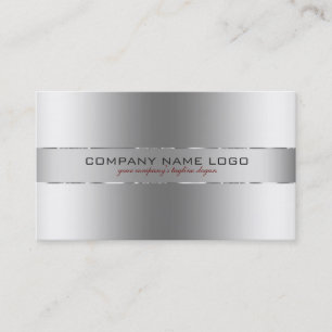 Slick Modern Silver Grey Stainless Steel Look Business Card