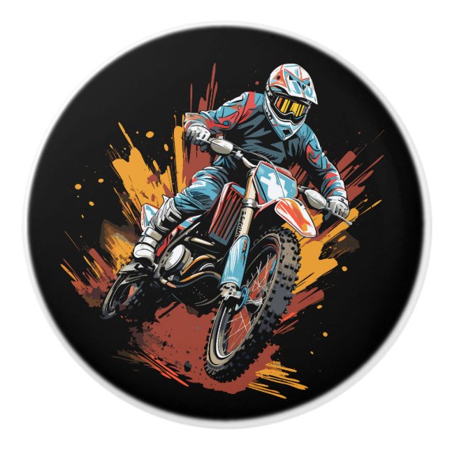 Slick Motorcycle Dirt Bike Biker Ceramic Knob (Front)