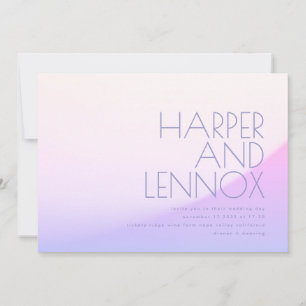 Slick Ombre Gradient Purple Mist Tropical Wedding Invitation