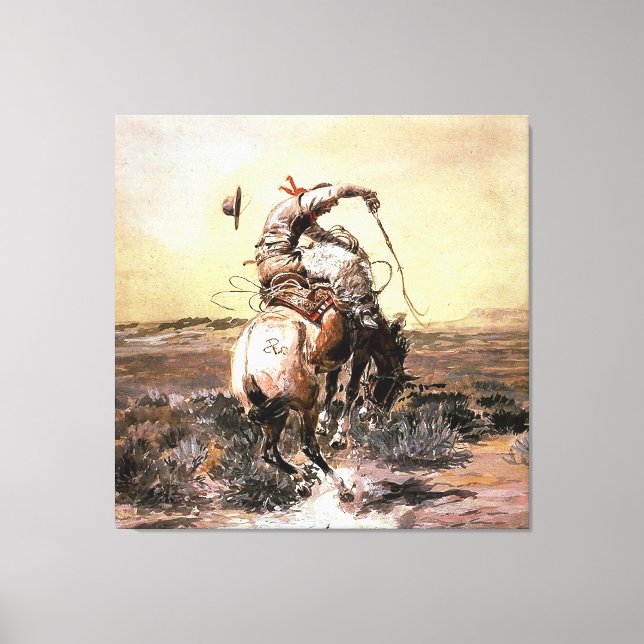 “Slick Rider” Western Art by Charles M Russell Canvas Print (Front)