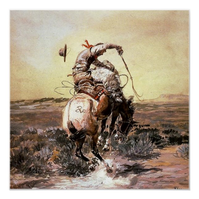 “Slick Rider” Western Art by Charles M Russell Poster (Front)