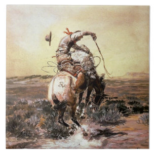 “Slick Rider” Western Art by Charles M Russell Tile