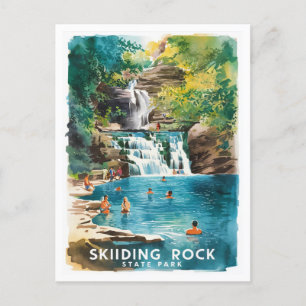 Slide Rock State Park Arizona Watercolor Painting Postcard
