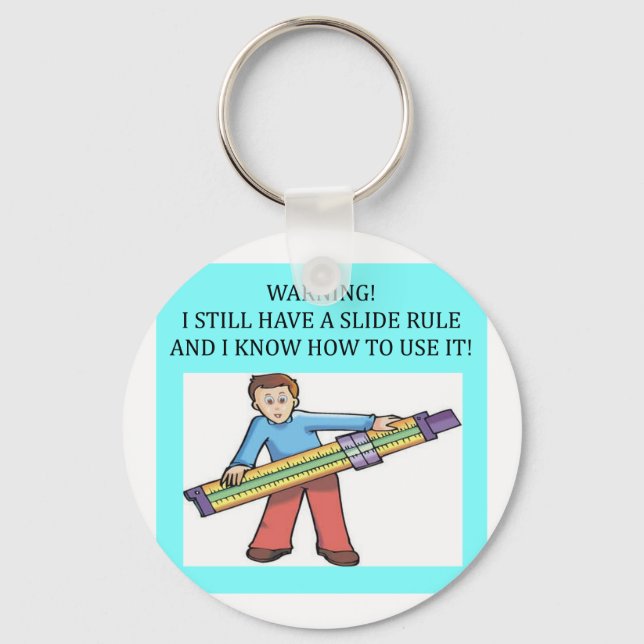 slide rule math humor key ring (Front)