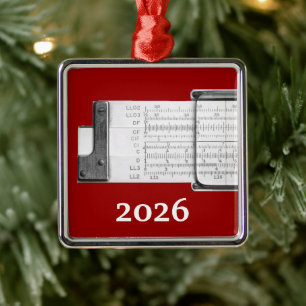 Slide Rule Metal Tree Decoration