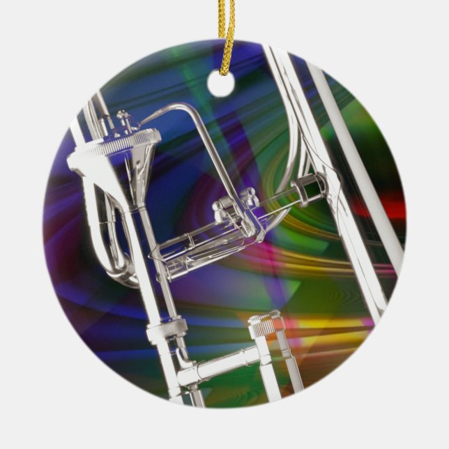 Slide Trombone Christmas Ornament YOU ADD TEXT (Front)