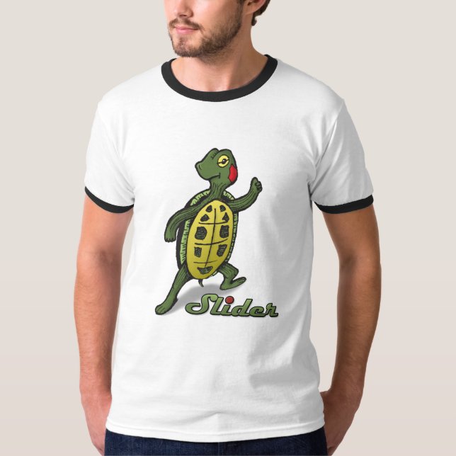 Slider the Turtle Ringer T-Shirt (Front)